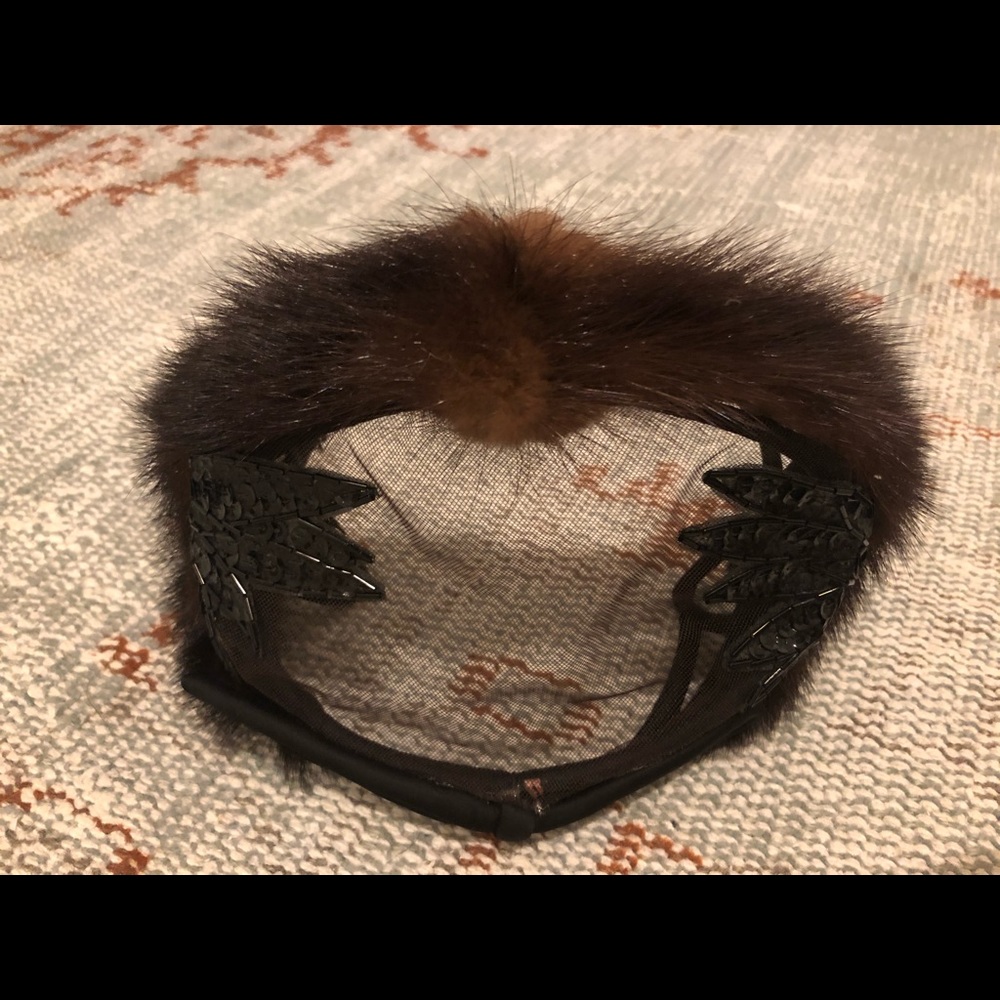 Vintage MINK  tulle headpiece hat headband 1960’s